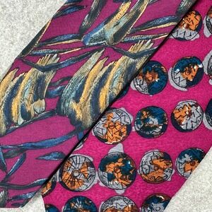 Lot 2‎ Tuli Multicolored Geometric Silk Neck Ties Abstract